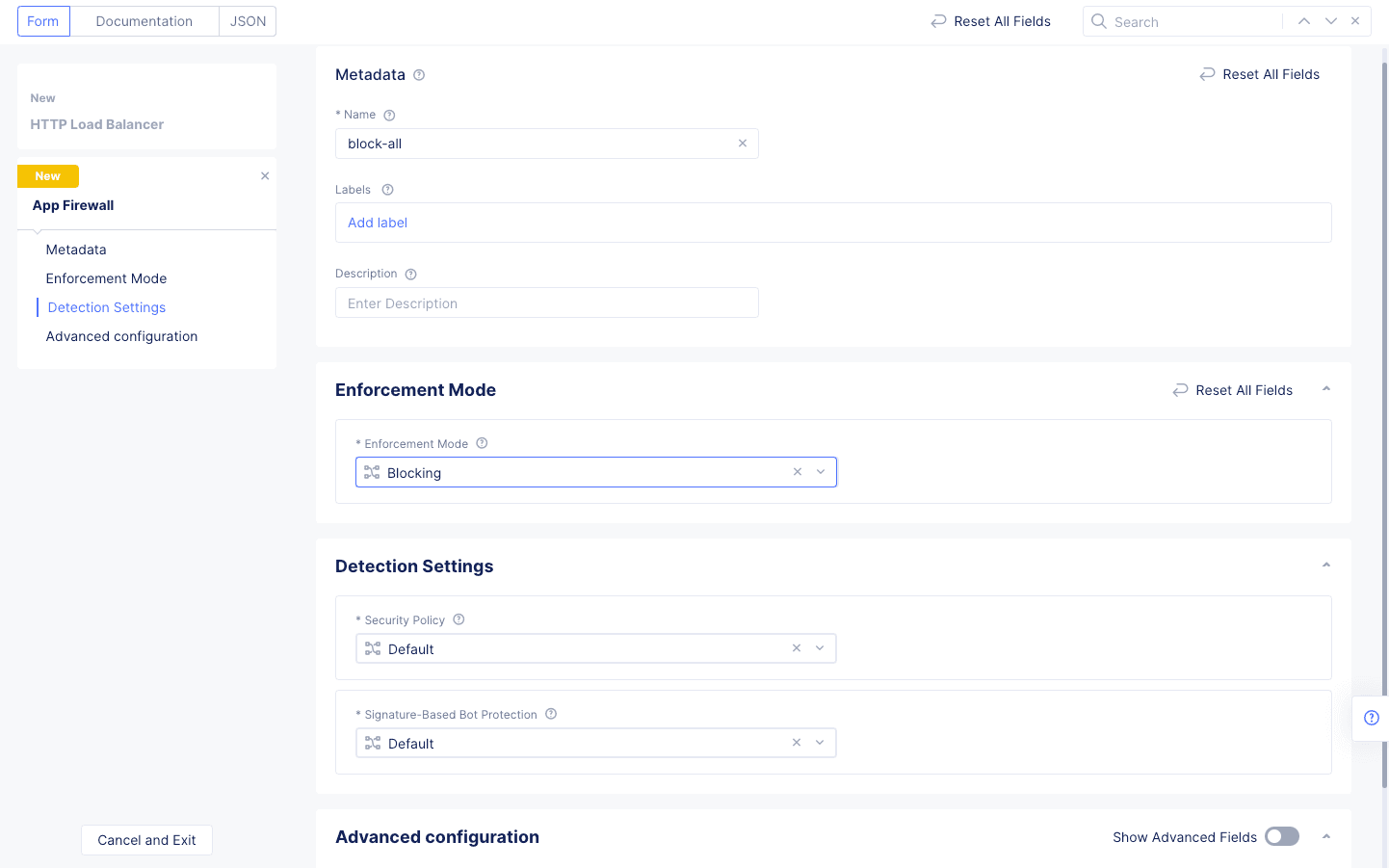 Figure: Default Blocking WAF