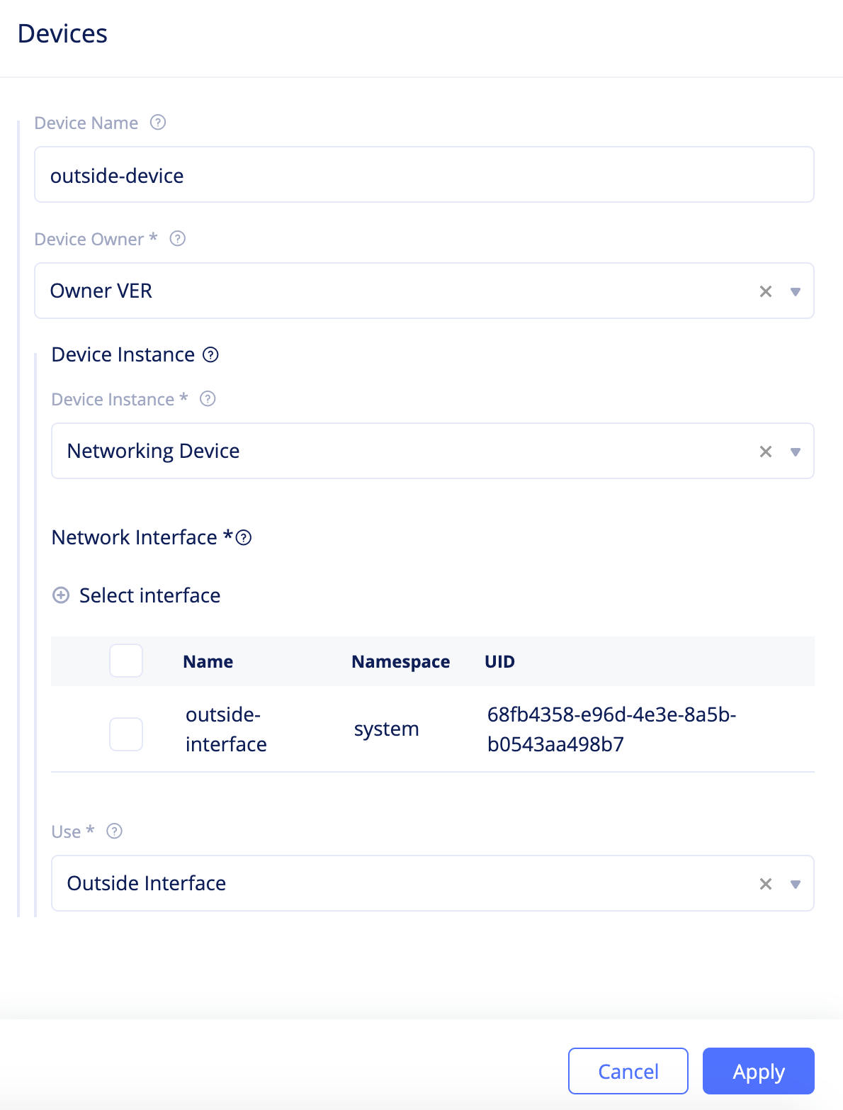Figure: Fleet Network Interface Configuration