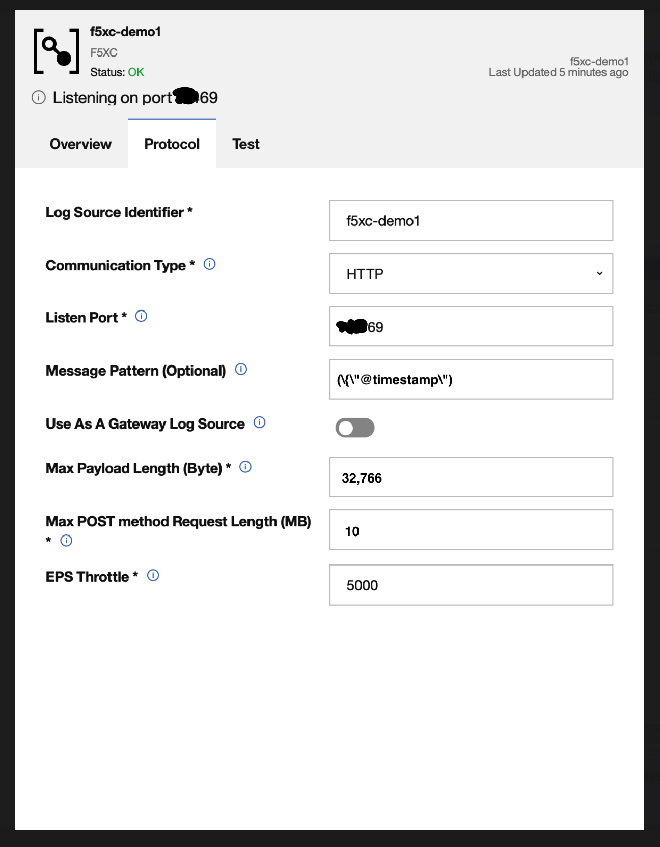 Figure: QRadar Message Pattern Configuration